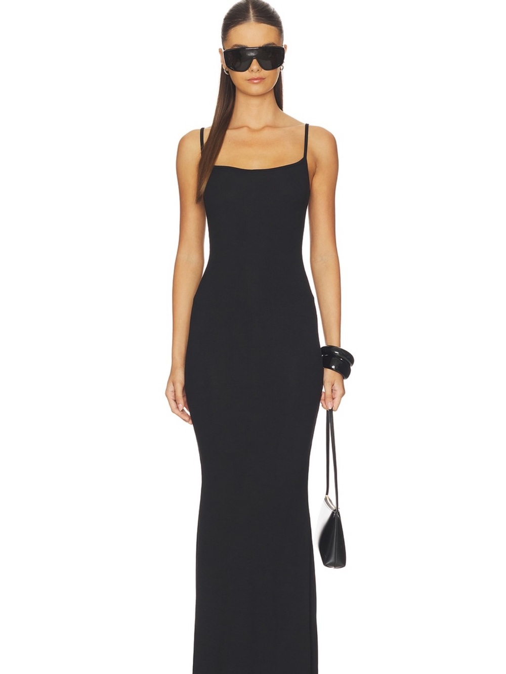 SKIMS Black Slim Spaghetti-Strap Maxi Dress